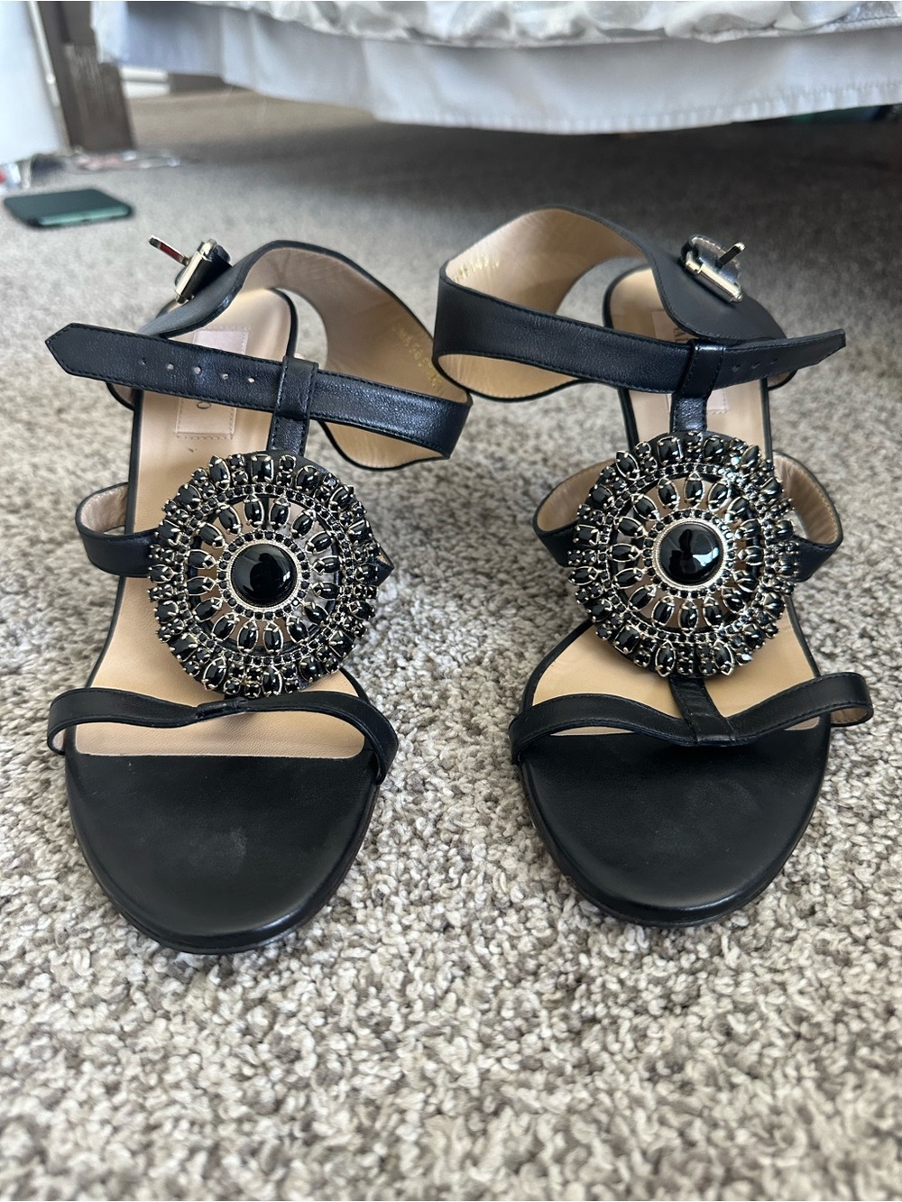 Valentino Garavani Black Embellished Medallion Heels